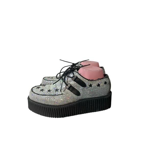 Demonia Creeper-415 Women's Gothic Glitter Star Platform Creepers Shoes Sz 11 - Picture 2 of 9